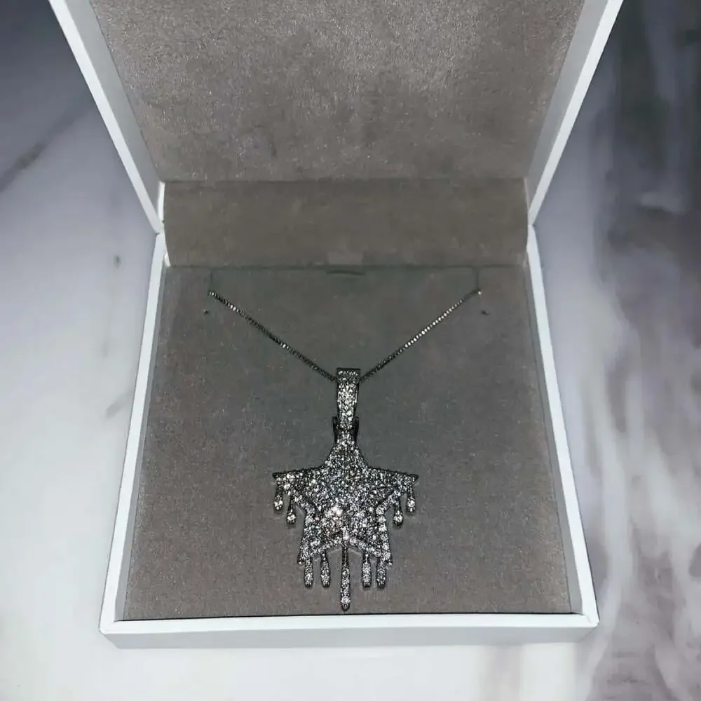 Silver Star Pendant Necklace With B 7 D 3